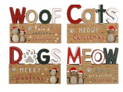 Cat/Dog Pebble Deco 14.5x10cm