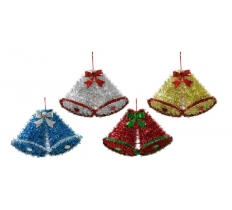 TINSEL TWIN BELL 36x23cm assorted