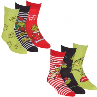 Grinch Design Socks 3pack Adult