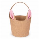 Easter Jute Cotton Bucket Bag With Pink Ears 22 X 20cm