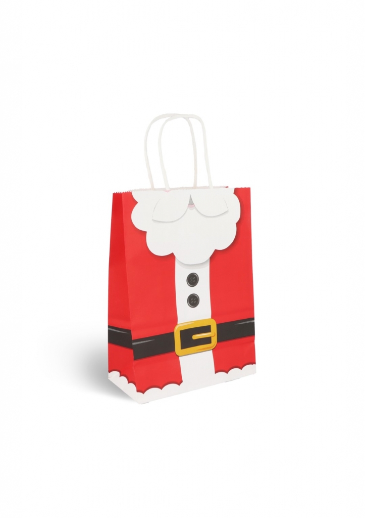 Santa Claus Christmas Paper Bag with Handles (16 x 22 x 8cm) - Click Image to Close