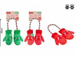 Christmas Squeaky Plush Gloves Dog Toy 2 Colours