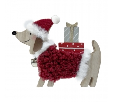 Christmas Wooden Daschund & Gifts 17 X 14CM
