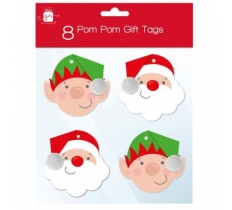 Christmas Tags 8Pk Pom Pom