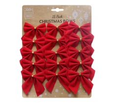 Red Flocked Mini Bows 15 Pack