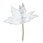 Poinsettia Velvet Glitter 22cm White