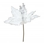 Poinsettia Velvet Glitter 22cm White