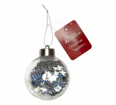 Christmas Bauble Clear Plastic 8cm