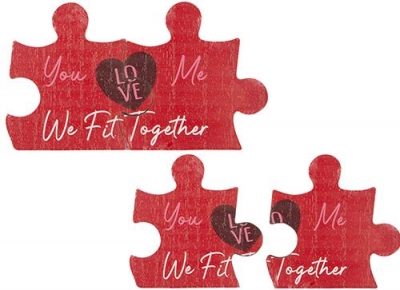 Valentine's Day Love Decal Puzzle Pieces 9cm Set Of 2