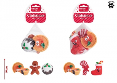 Christmas Smart Choice Festive Squeaky Vinyl Dog Toy 3 Pack