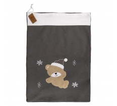 DELUXE GREY KNITTED TEDDY SACK 50X70CM