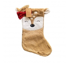 Deluxe Plush Reindeer With Hair Bow Christmas Stocking