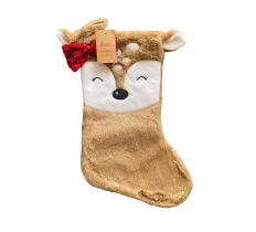 Deluxe Plush Reindeer With Hair Bow Christmas Stocking