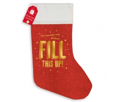 Red Hessian Stocking With Gold Print