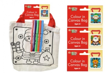 Christmas Colour Your Own Canvas Bag