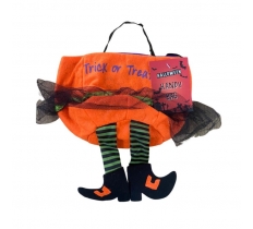 Orange Felt Trick Or Treat Bag 20cm