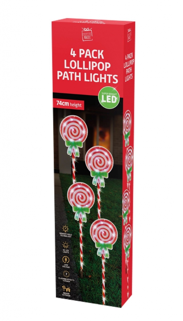 LED PATH CANDY LOLLIPOP LIGHTS 4pc - Click Image to Close