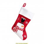 Deluxe Plush Red Fluffy Snowman Stocking 40cm X 25cm