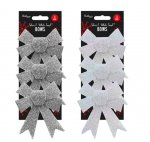 Silver & White Tinsel Bows - 3 Pack