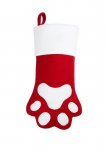 Deluxe Plush Red Dog Paw Shaped Stocking 36cm X 20cm