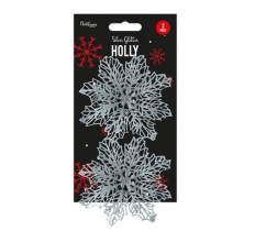 Silver Holly Decoration 12cm - 2 Pack