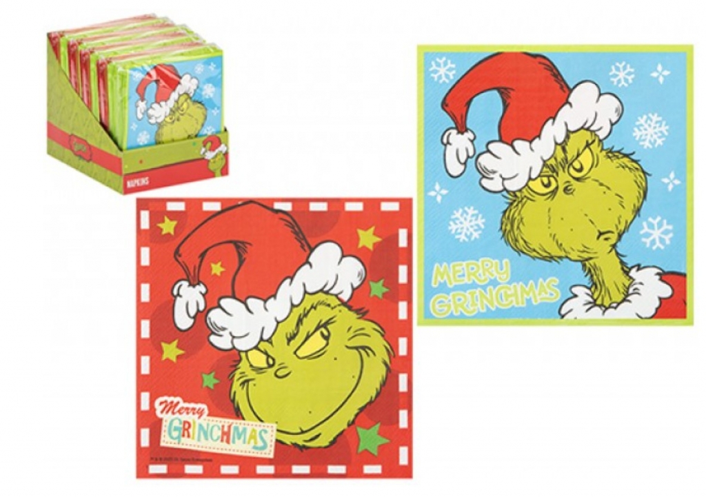 Grinch 3 Ply Napkins 12 Pack - Click Image to Close