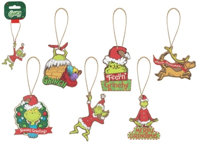 Grinch Mdf Tree Hangers 8cm