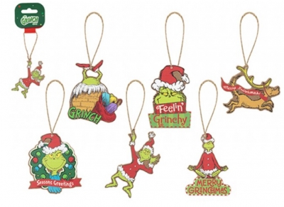 Grinch Mdf Tree Hangers 8cm