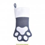 Deluxe Plush Paw Grey Knitted Stocking 40cm x 25cm
