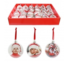 Christmas Photo Bauble Diy 8Cm Red Loop