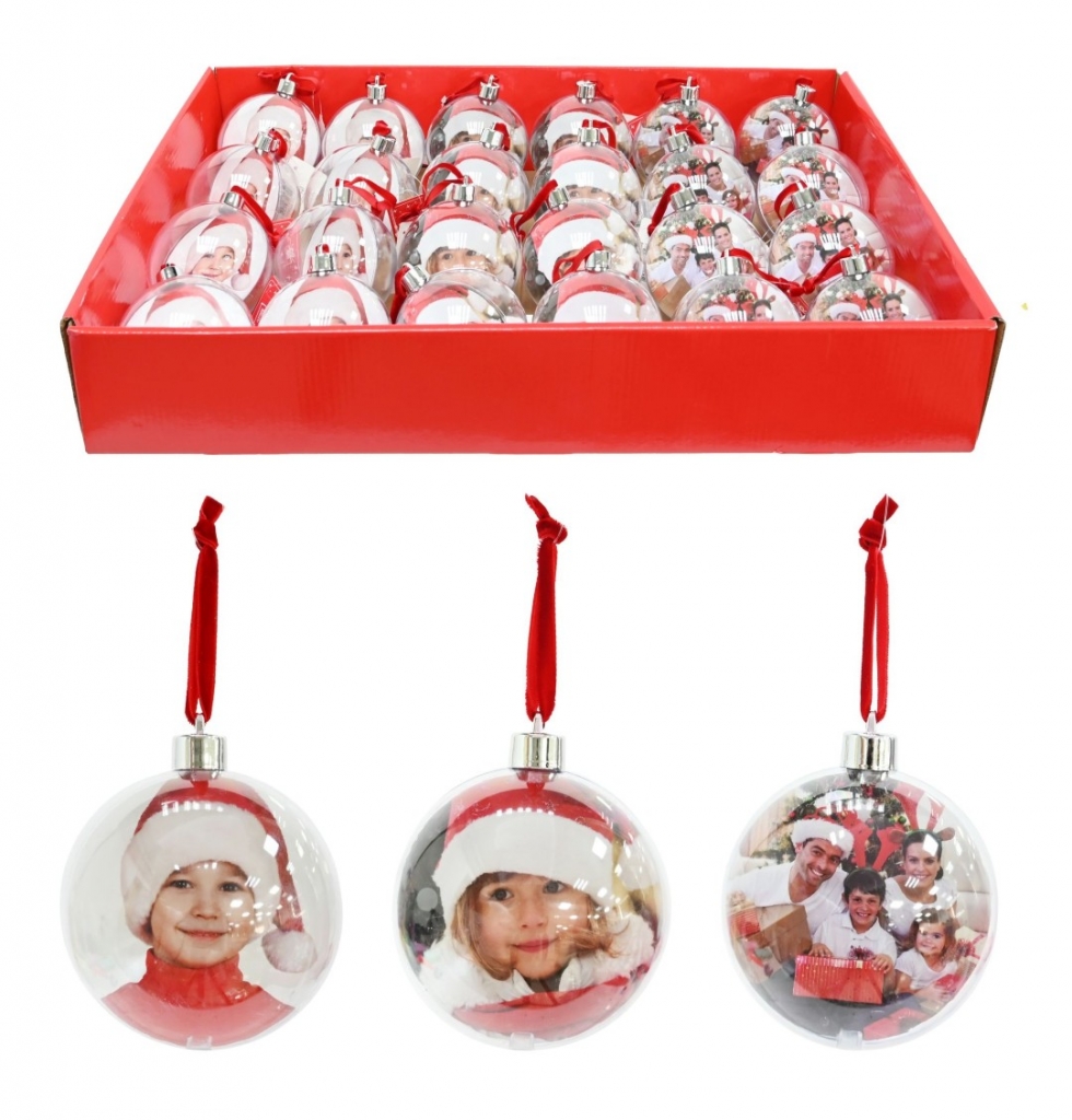 Christmas Photo Bauble Diy 8Cm Red Loop - Click Image to Close
