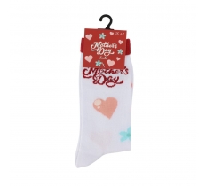 Mothers Day Socks Pink Heart & Flowers Design