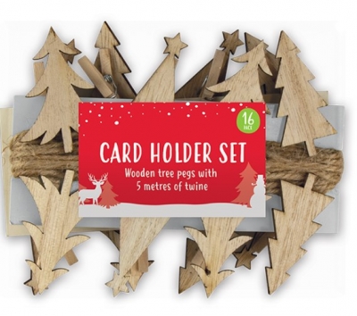 16 Peg Wooden Card Holder Set