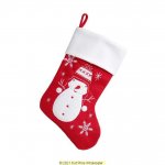 Deluxe Plush Red Modern Snowman Stocking 40cm X 25cm