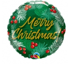 9" Round Christmas Greens & Berries Balloons