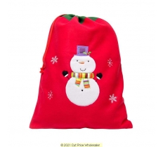 Deluxe Plush Red Snowman Christmas Sack 50cm X 70cm