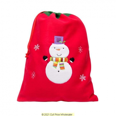 Deluxe Plush Red Snowman Christmas Sack 50cm X 70cm