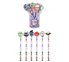 Halloween Pencil With Eraser Top x24 (Assorted Design )