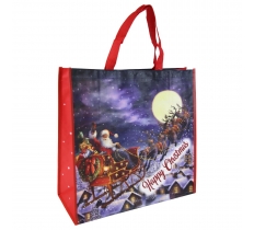 Christmas Flying Santa Jumbo Sq Pp Woven Bag