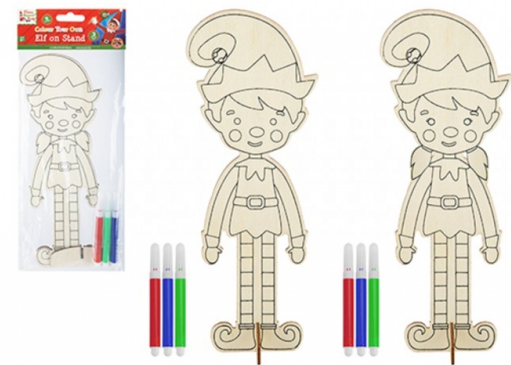 Snow White Colour Your Own Elf On Stand With 3 Pens - Click Image to Close
