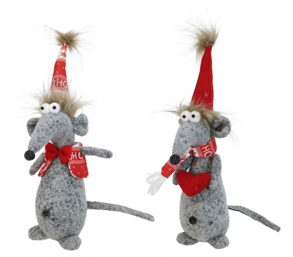 Christmas Felt Big Belly Mouse 30Cm Grey - Click Image to Close
