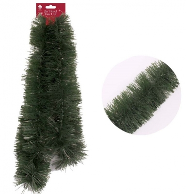 Christmas Tinsel Xmas 2m Fine Cut Matte Green