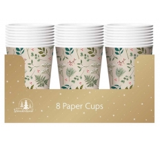 Christmas Party Paper Cups Traditional 8 Pack