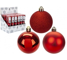 Christmas Bauble Decorations Set Of 5 Red 6cm