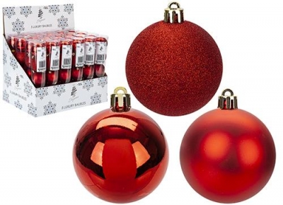 Christmas Bauble Decorations Set Of 5 Red 6cm