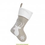 Deluxe Plush Silver Fluffy Reindeer Stocking 40cm X 25cm
