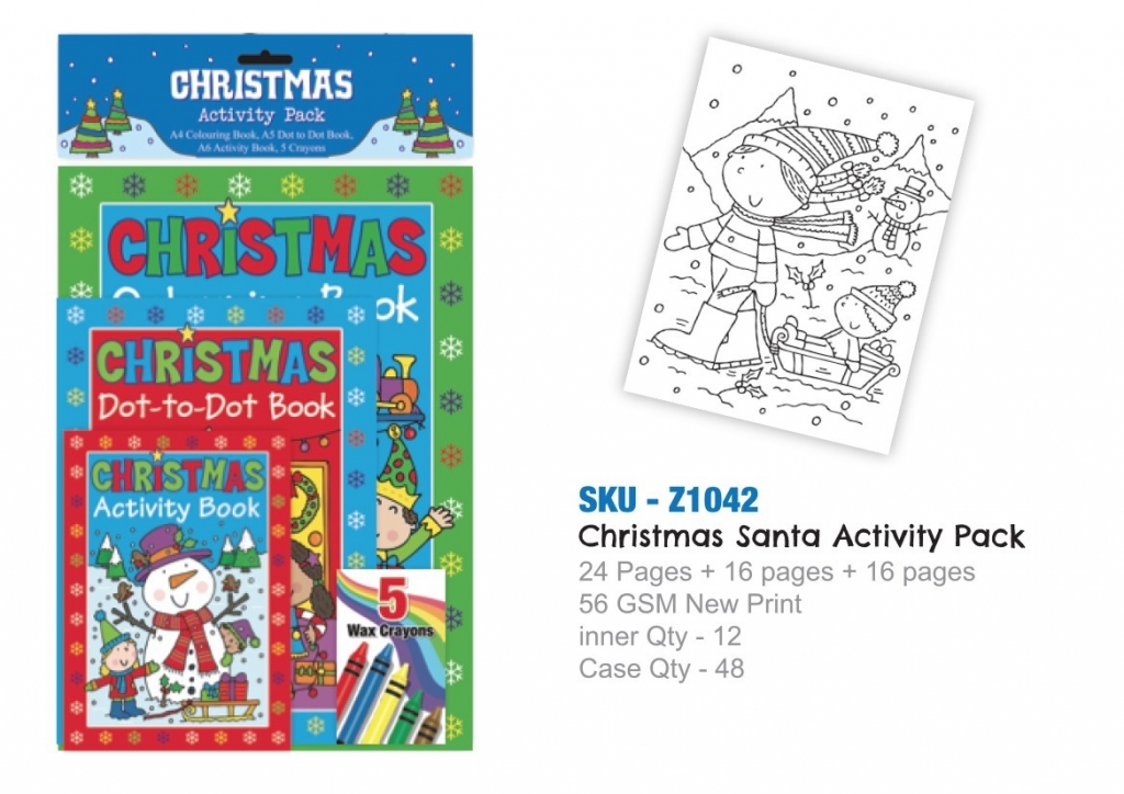 Christmas Santa Activity Pack (A4,A5,A6 Books With Crayons) - Click Image to Close