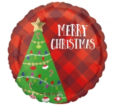 18" Festive Christmas Tree Plaid Balloon