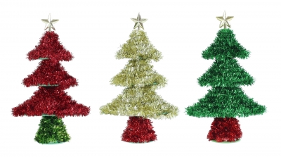 Christmas Tinsel Tree W/star Topper 20cm