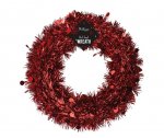 Red Tinsel Wreath 28cm